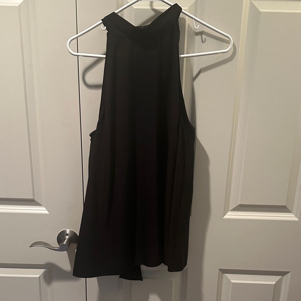 1901 Black Sleeveless Women's Top with Tie Neck